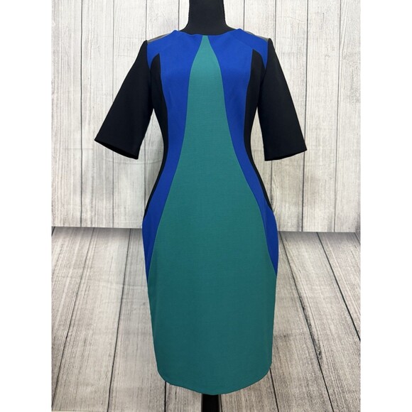 Julia Jordan Dresses & Skirts - Julia Jordan Women's Size 2 Multicolor Color Block Sheath Short Sleeve Dress